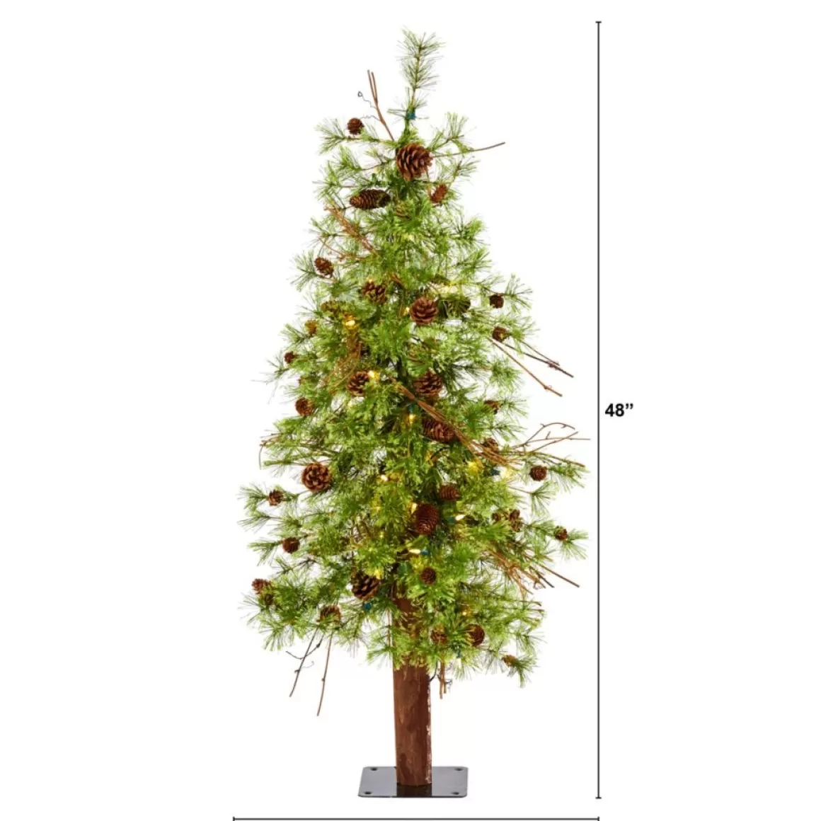 Nearly Natural 4' Wyoming Alpine Artificial Christmas Tree With 50 Clear Multifunction Led Lights And Pine Cones On
