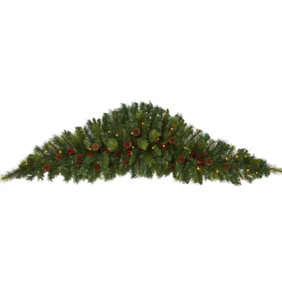 Nearly Natural 6' Artificial Christmas Swag With 50 Led Lights, Berries And Pine Cones