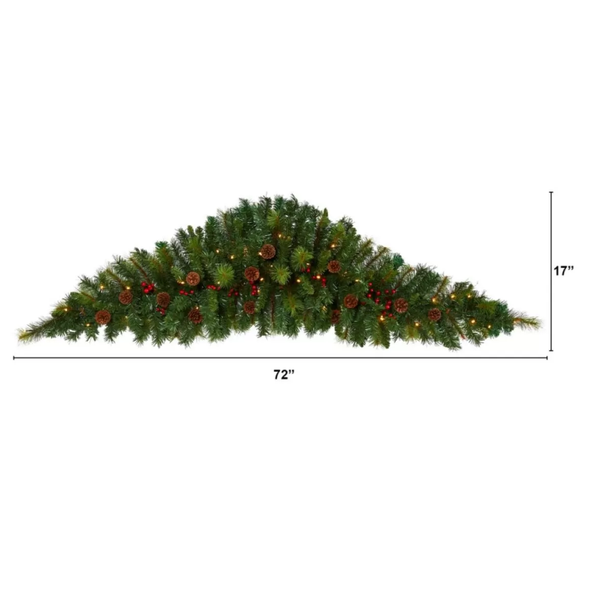 Nearly Natural 6' Artificial Christmas Swag With 50 Led Lights, Berries And Pine Cones