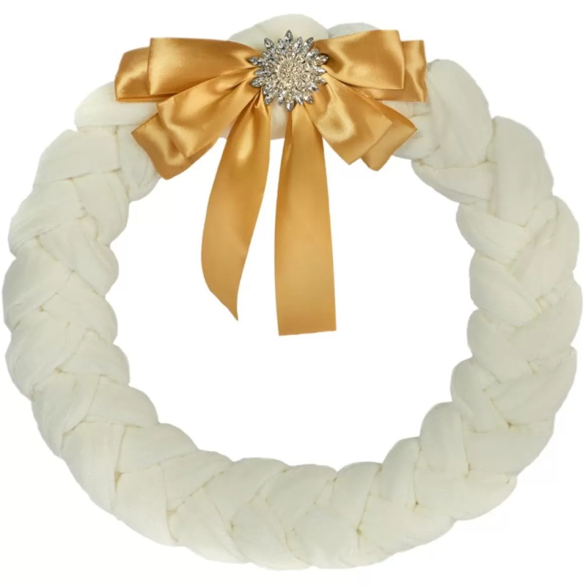 august & leo 19" Braided Velvet Wreath With Jeweled Satin Bow
