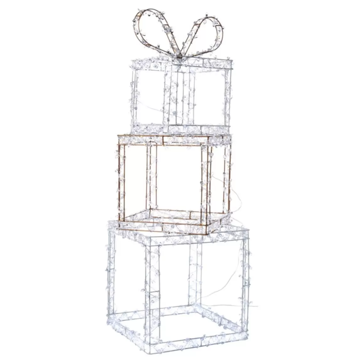 august & leo Faux Jeweled Led Metal Gift Boxes With Stakes