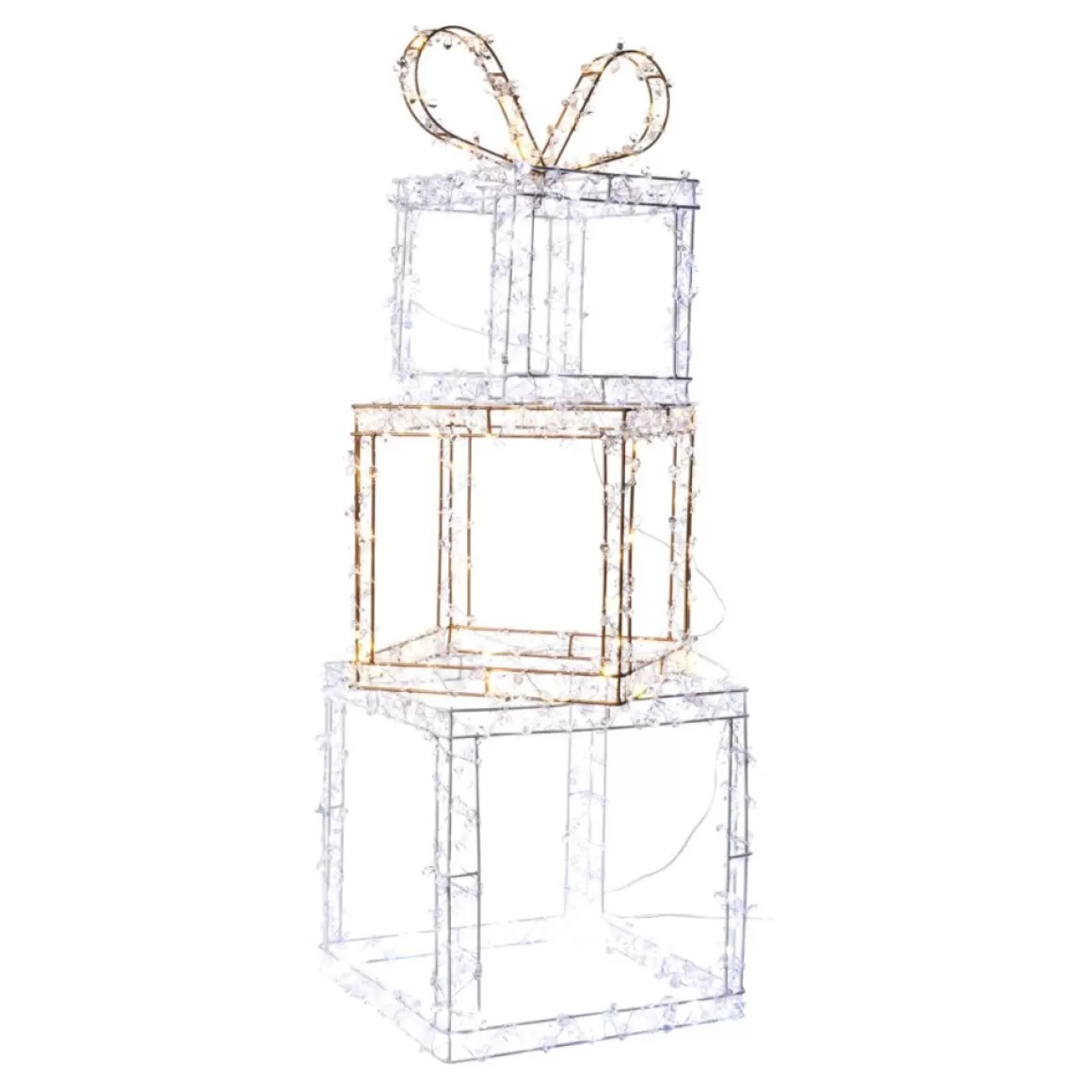 august & leo Faux Jeweled Led Metal Gift Boxes With Stakes