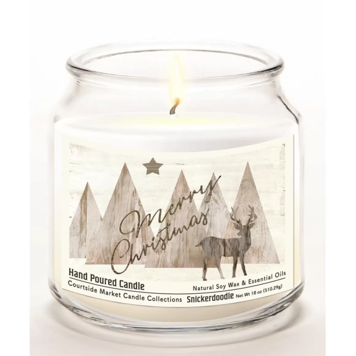 Courtside Market Candle W/ Essential Oils + Lid - Merry Christmas Deer