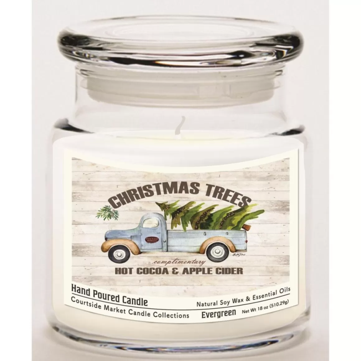 Courtside Market Candle W/Essential Oils + Lid-Christmas Trees All Day