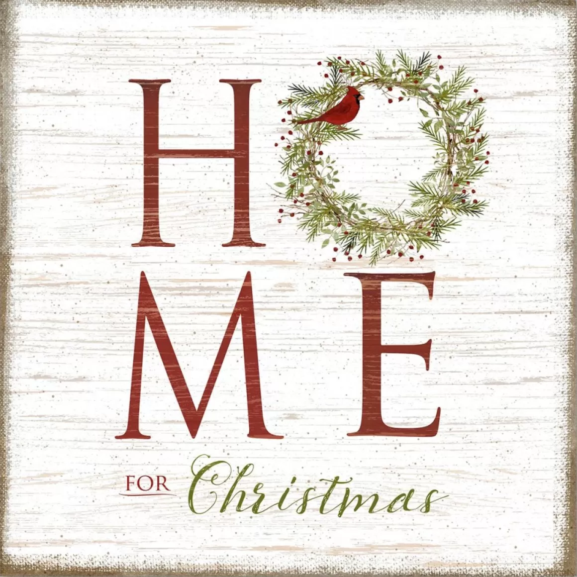 Courtside Market Home For Christmas 14X14 Wood Art