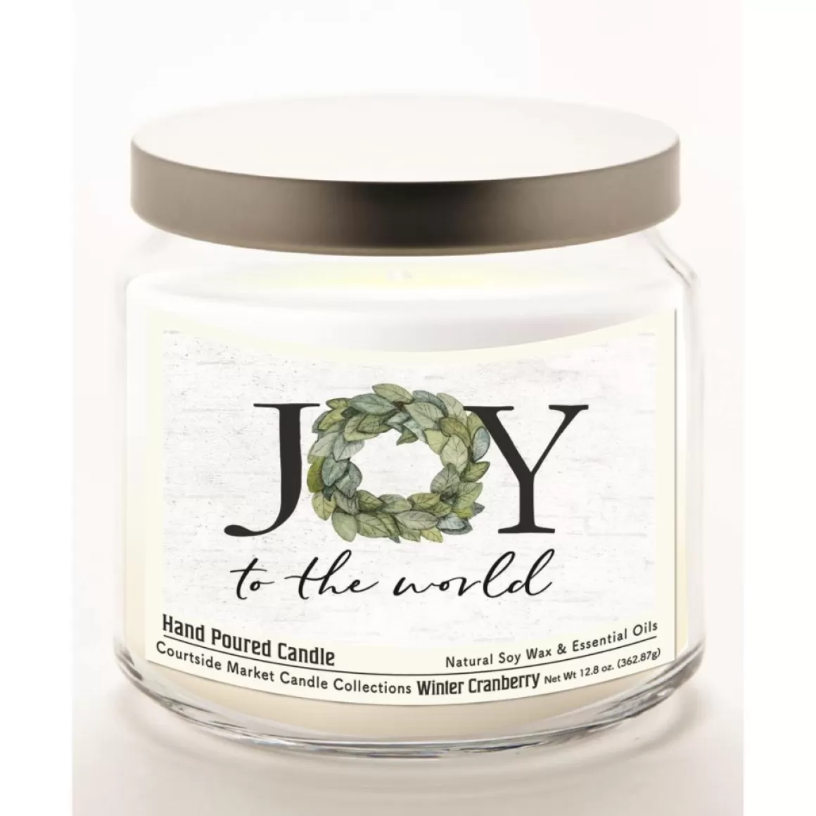 Courtside Market Joy To The World Candle In Glass Jar With Silver Lid