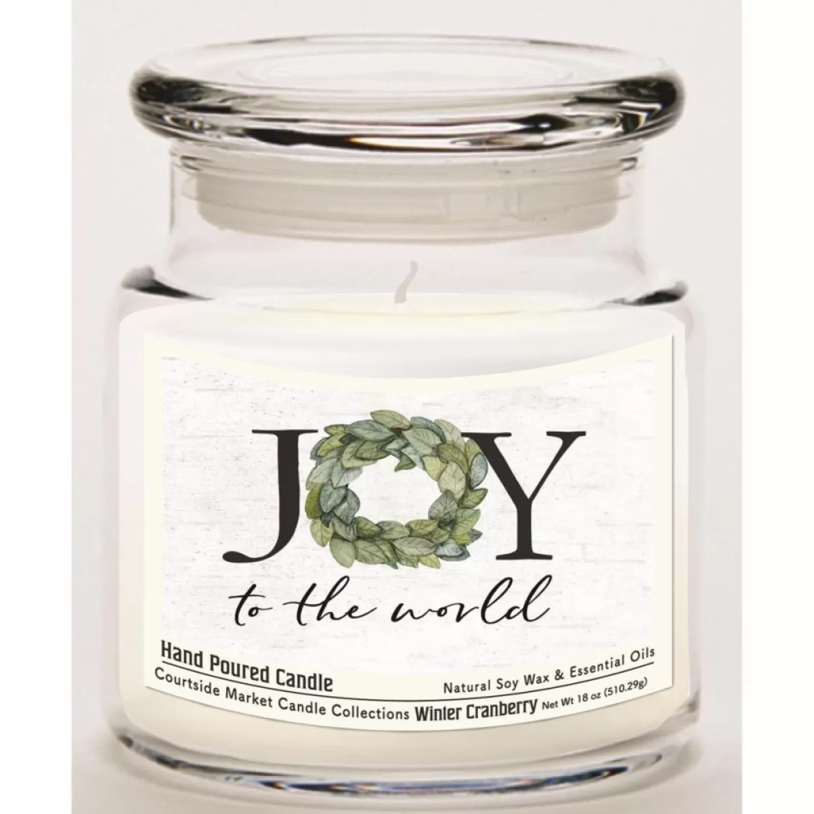 Courtside Market Joy To The World Soy Wax Candle In Glass Jar With Lid