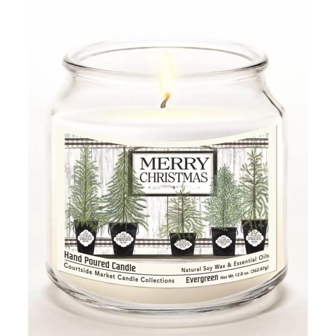 Courtside Market Merry Christmas Wax Candle With Brushed Silver Lid