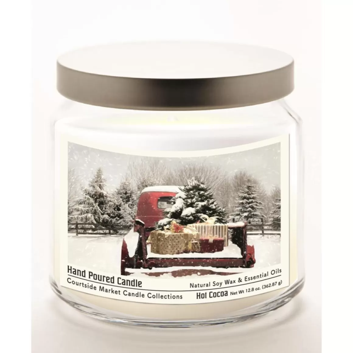 Courtside Market Red Christmas Truck Soy Wax Candle With Silver Lid
