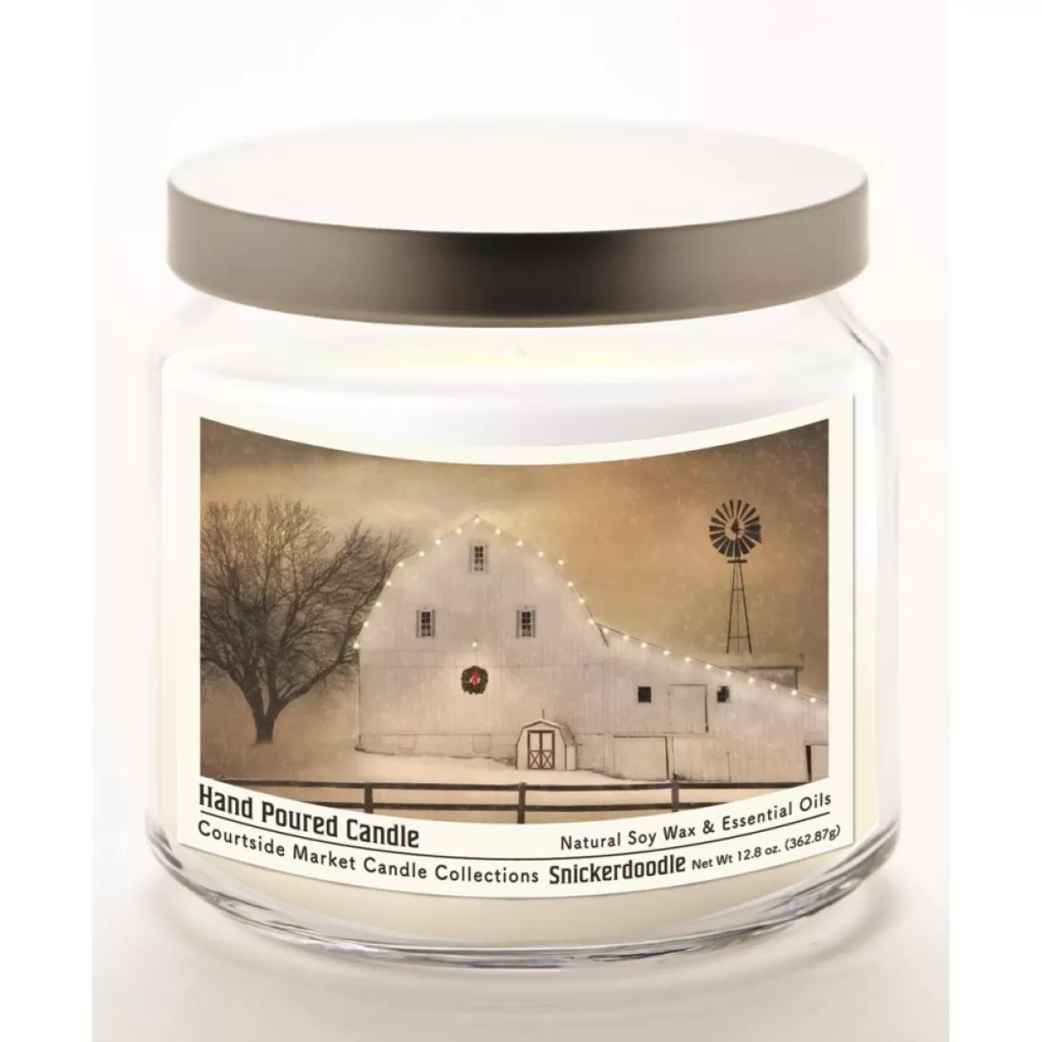 Courtside Market White Barn Holiday Wax Candle In Glass Jar With Lid