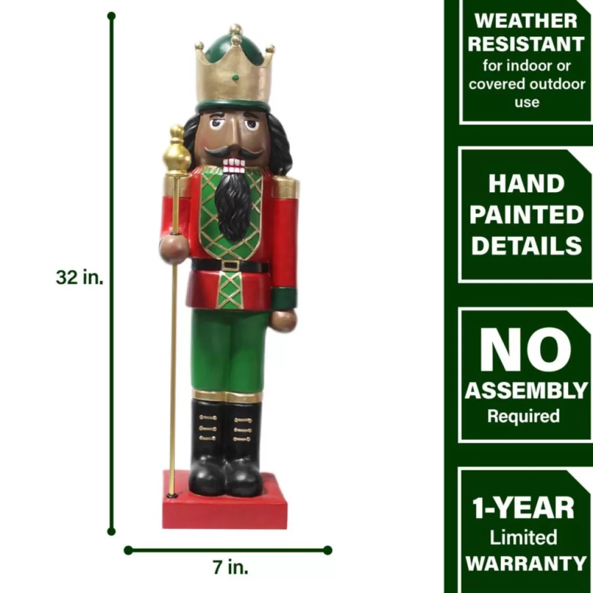 Fraser Hill Farm 32" African American Nutcracker Hold Staff Figurine