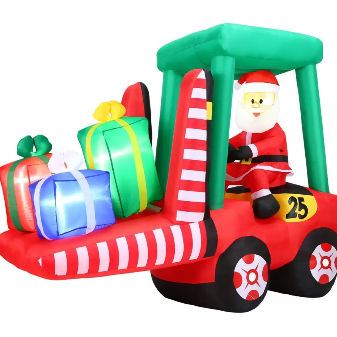 Fraser Hill Farm 6 Ft. Pre-Lit Inflatable Santa In Fork Lift