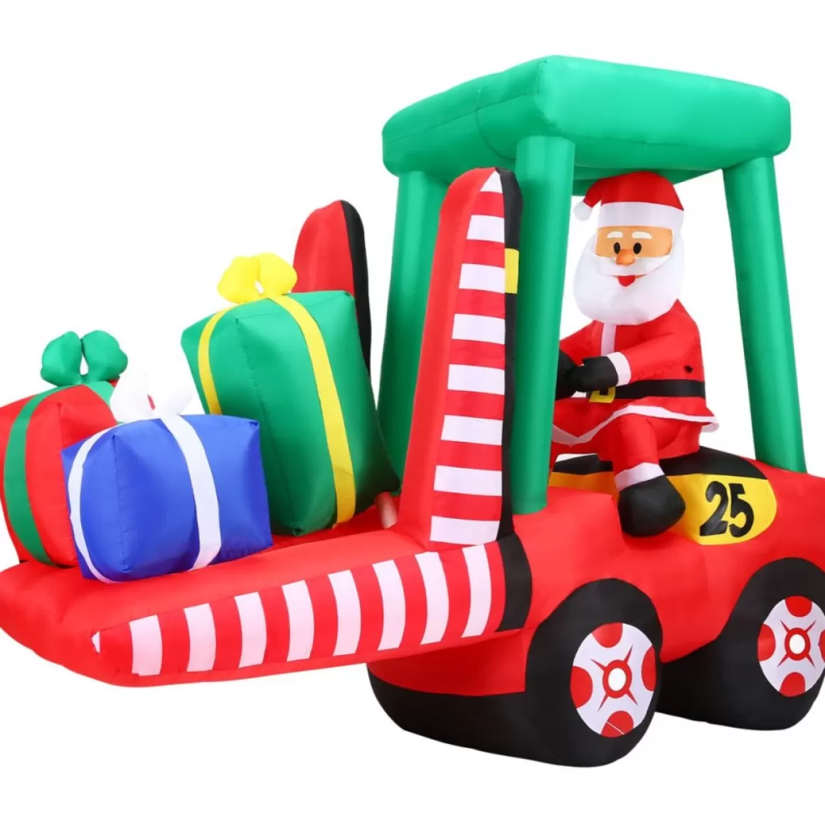 Fraser Hill Farm 6 Ft. Pre-Lit Inflatable Santa In Fork Lift