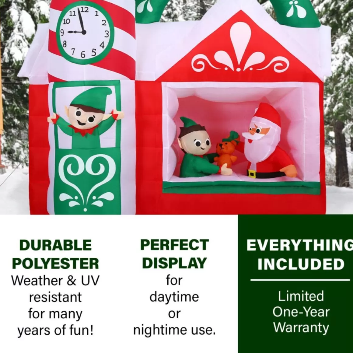 Fraser Hill Farm 7-Ft. Pre-Lit Inflatable Santa's Workshop