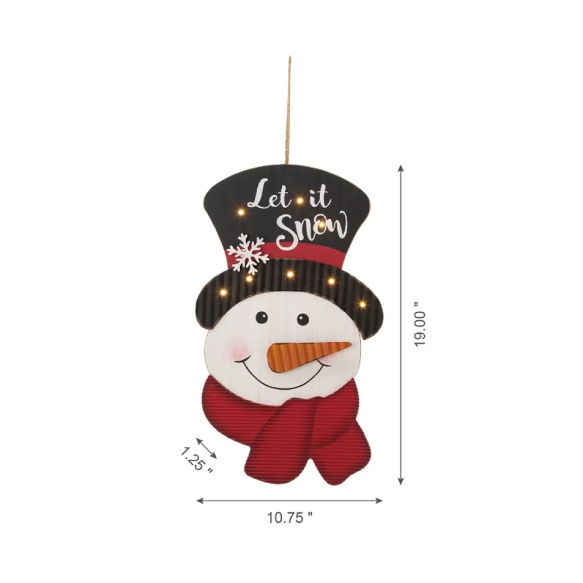 Glitzhome 19In H Lighted 3D Wooden Metal Snowman Wall Decor