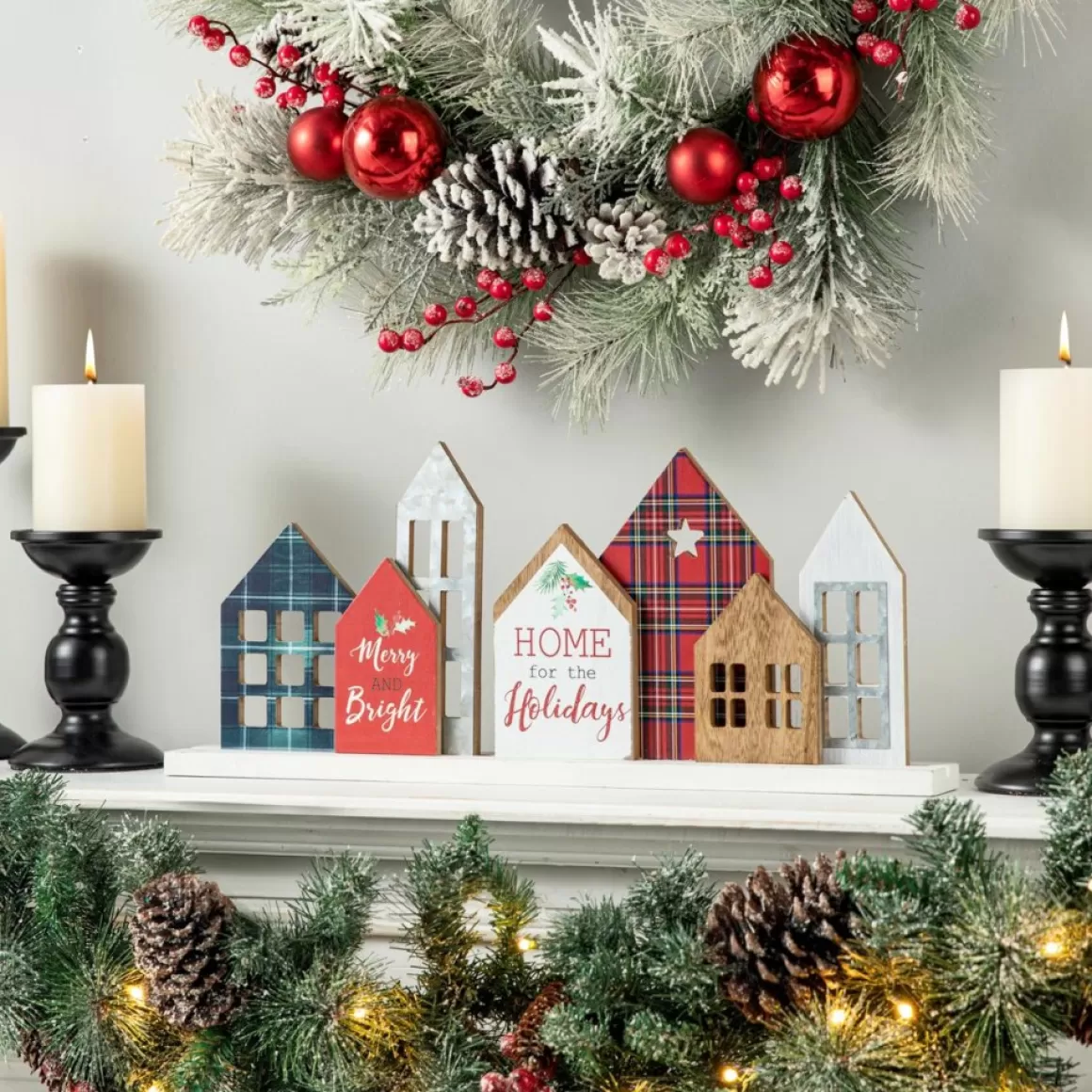 Glitzhome 20In L Christmas House Wooden Decor