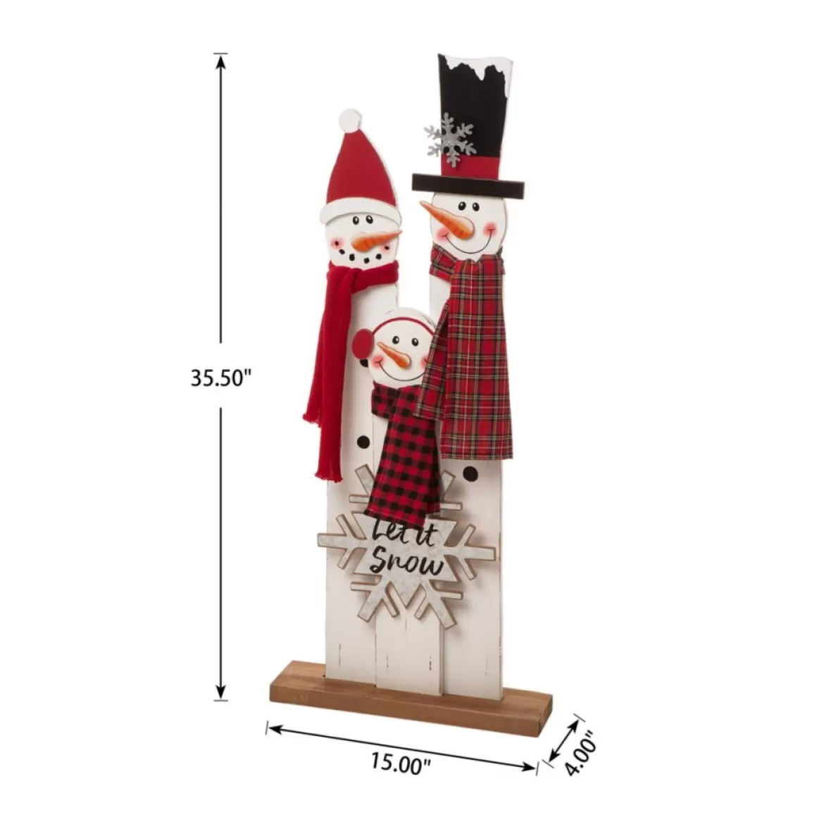 Glitzhome 35.5" H Wooden Snowman Family Porch Decor