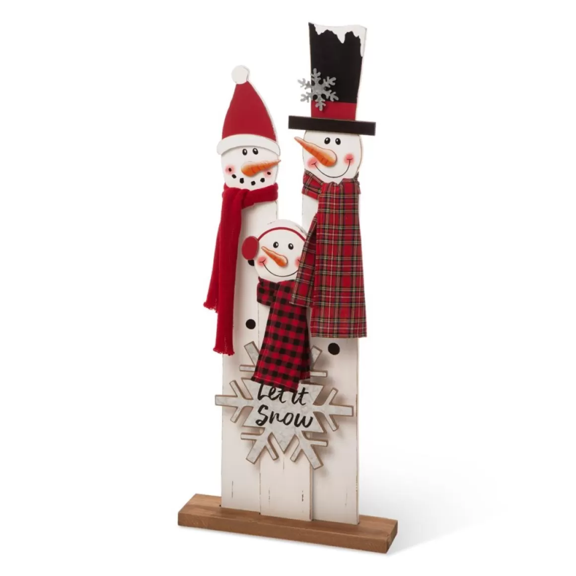 Glitzhome 35.5" H Wooden Snowman Family Porch Decor