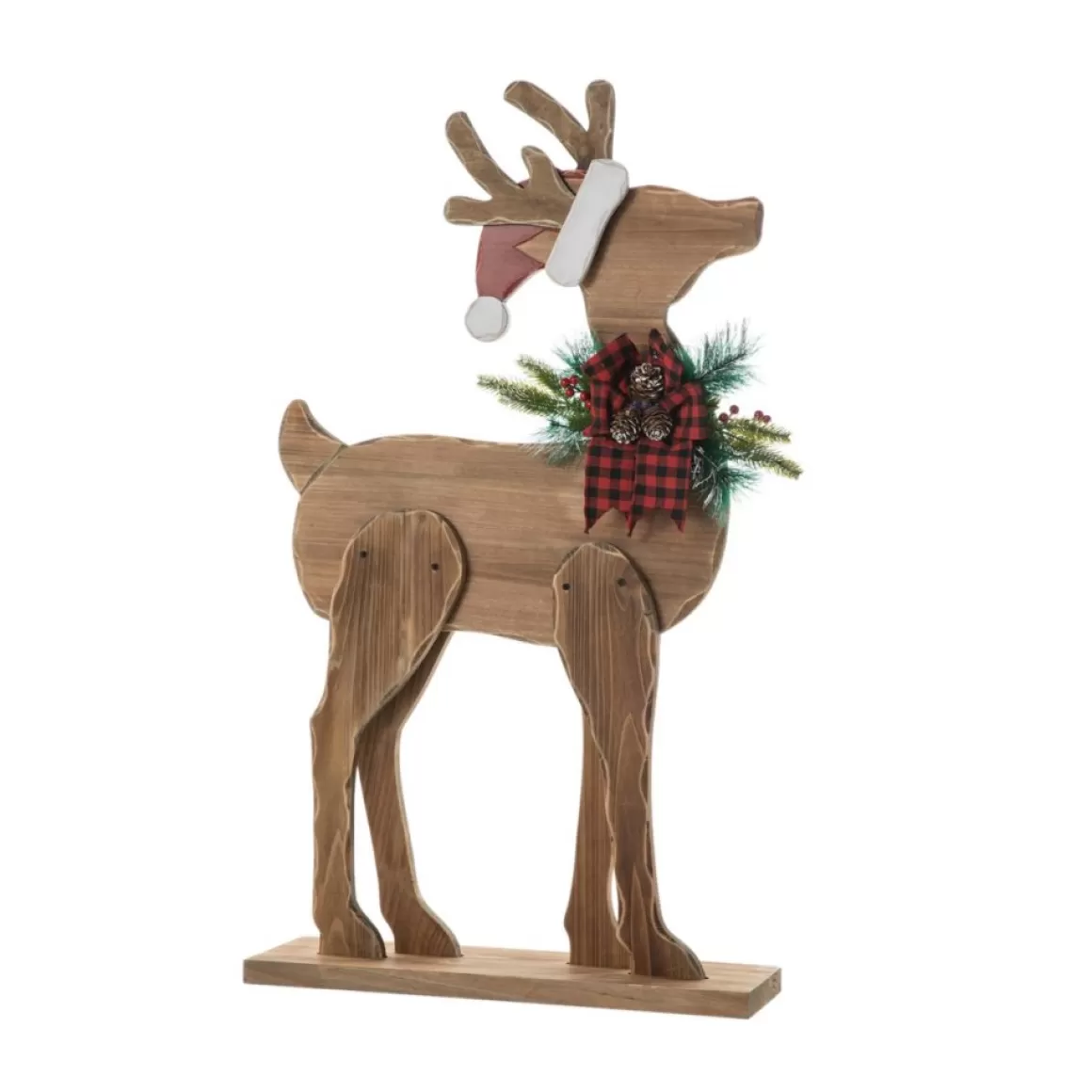 Glitzhome 36" H Chunky Wood Reindeer Porch Decor