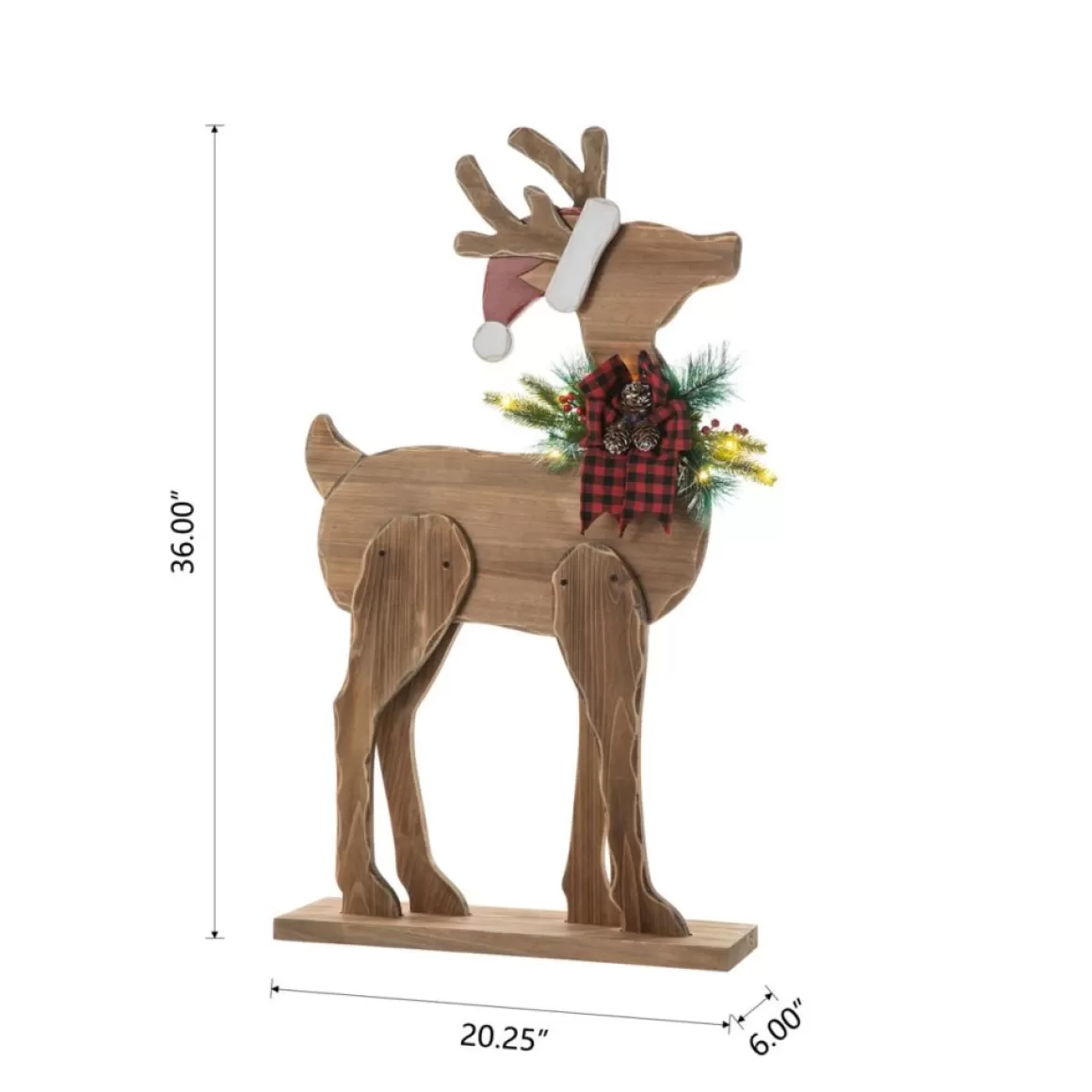 Glitzhome 36" H Chunky Wood Reindeer Porch Decor