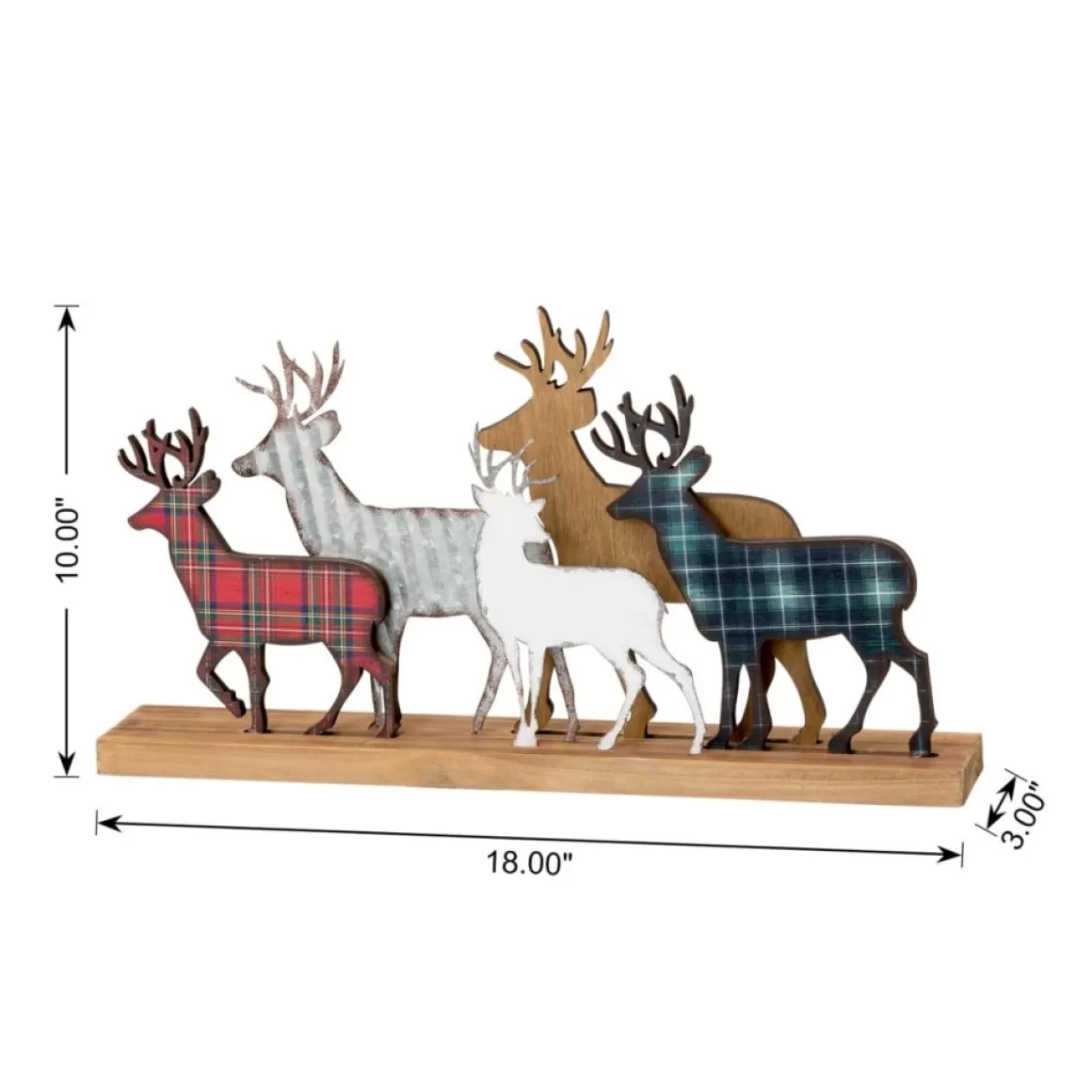 Glitzhome Galvanized Metal And Wooden Reindeer Table Decor