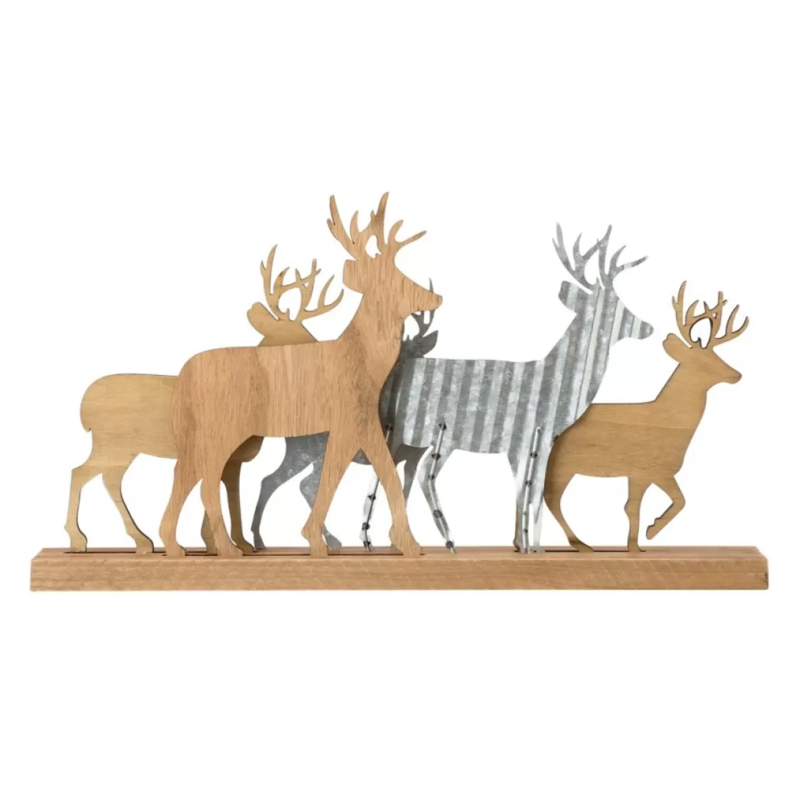 Glitzhome Galvanized Metal And Wooden Reindeer Table Decor