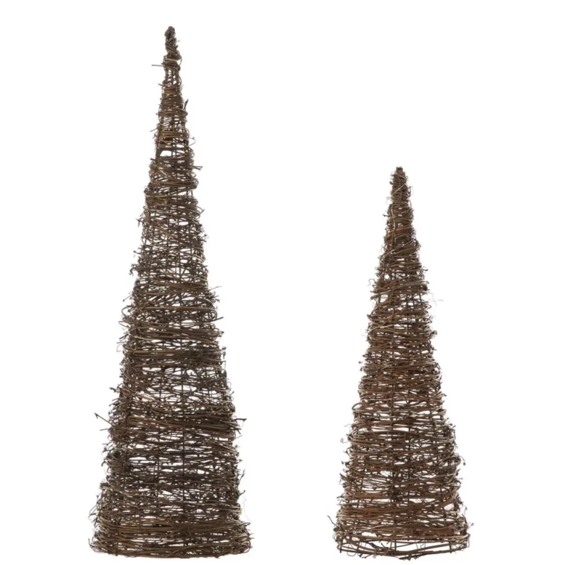 Glitzhome Set Of 2 Lighted Rattan Christmas Table Tree Decor