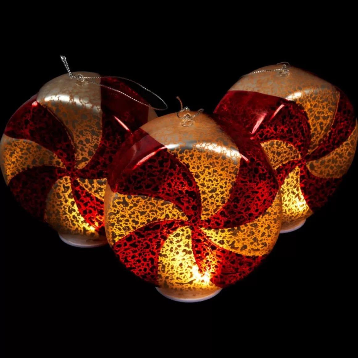 Mr. Christmas 3-Pack Mercury Glass Peppermint Ornaments With Timer