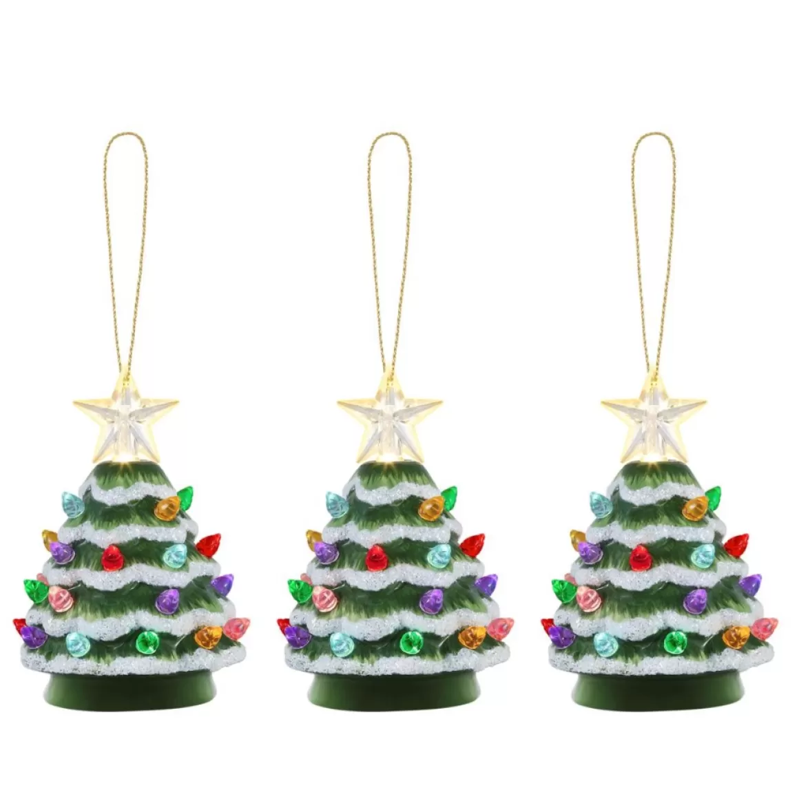 Mr. Christmas Set Of 3 Mini Snow-Tipped Nostalgic Trees With Timer