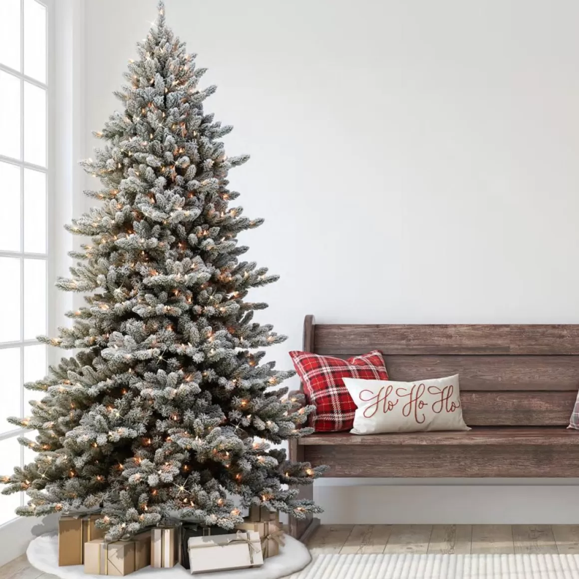 Puleo International Puleo Intl. 9' Royal Majestic Fraser Fir Flocked Tree With Memory Tips