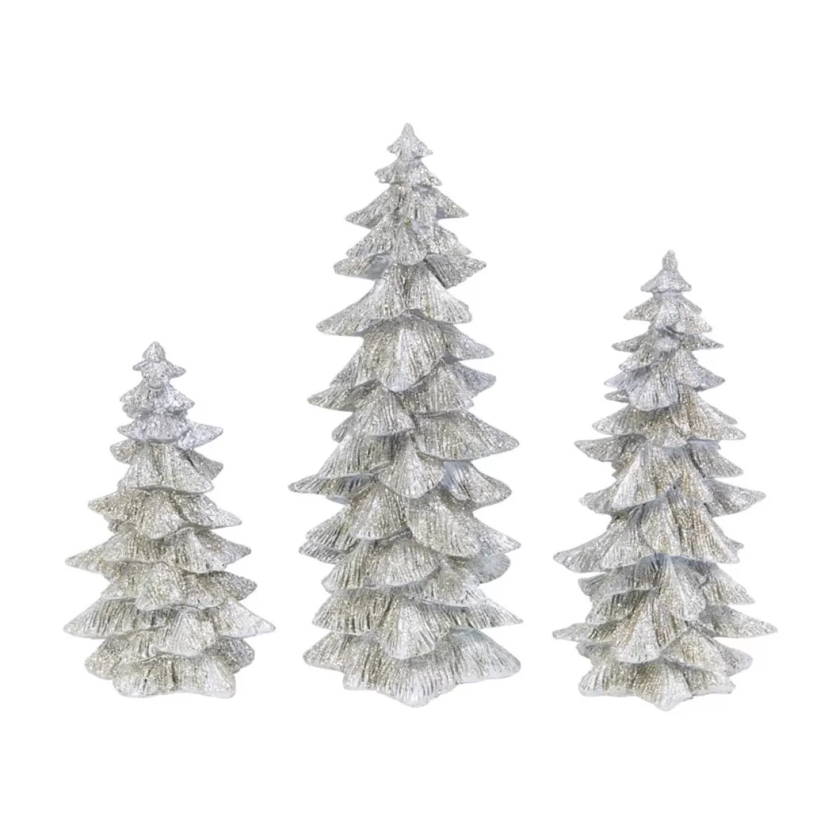 Gerson The Company Set Of 3 Resin Silver Glitter Trees