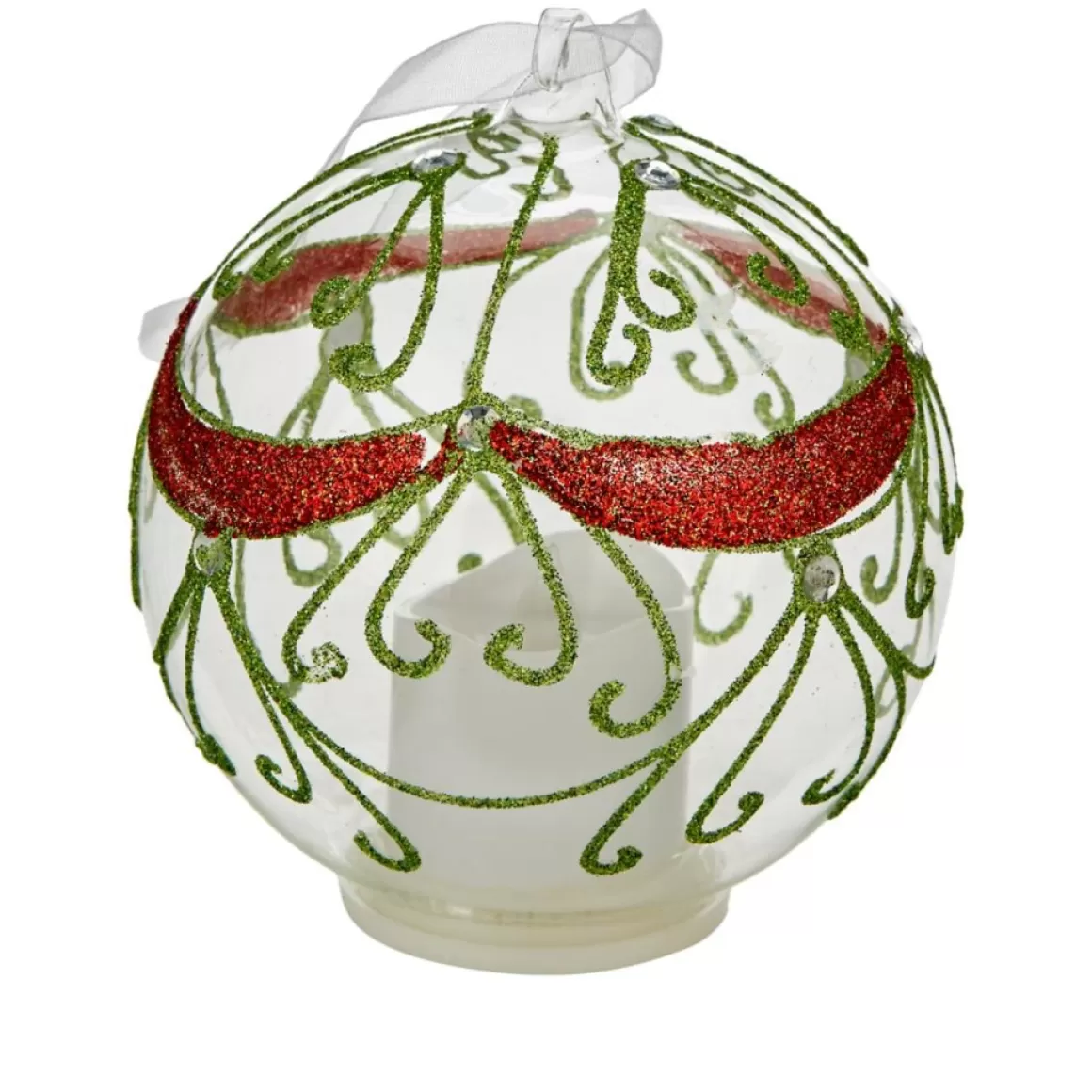 Winter Lane Set Of 3 Glass Ornaments With Flameless Votive
