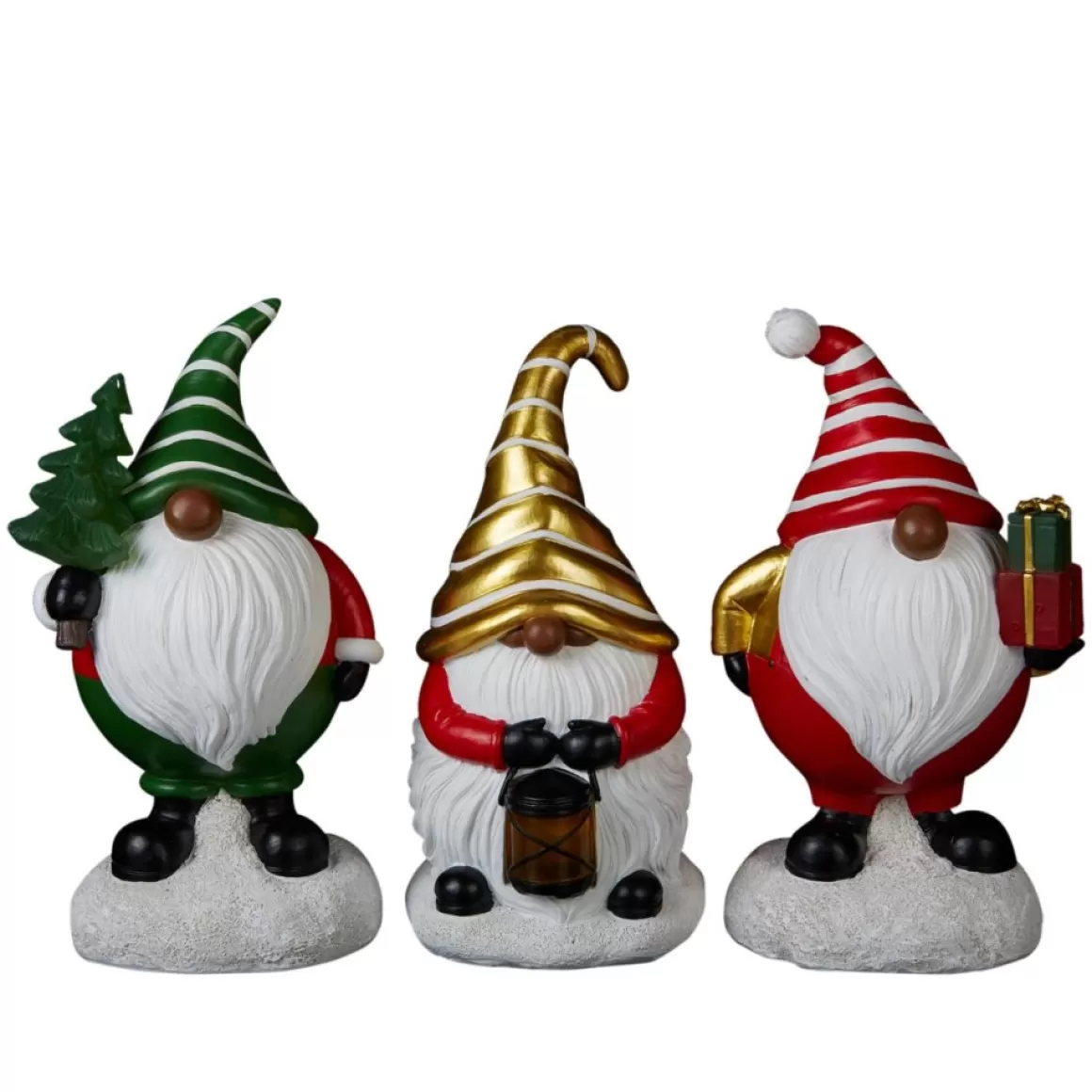 Winter Lane Set Of 3 Led Holiday Gnomes With 4-Hour Timers