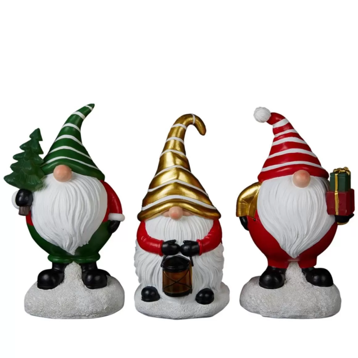Winter Lane Set Of 3 Led Holiday Gnomes With 4-Hour Timers